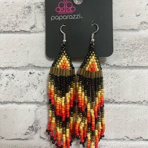 Paparazzi Black and Red Beaded Earrings Statement Jewelry